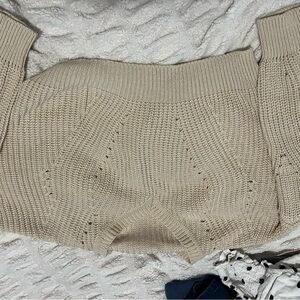 Jon & Anna Off-the-Shoulder Beige Sweater
